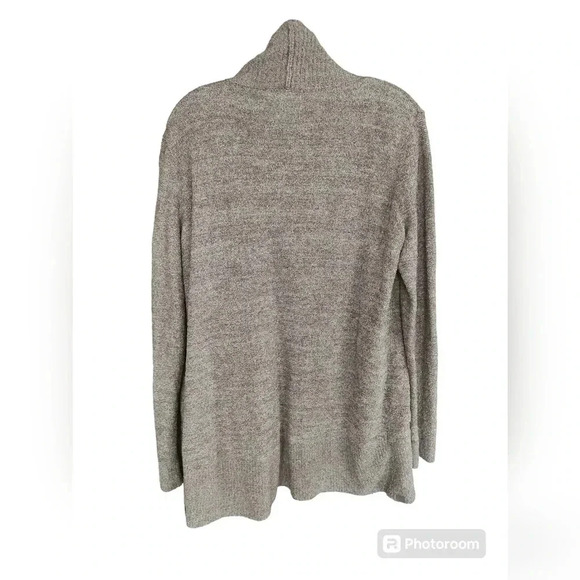 Barefoot Dreams CozyChic Lite Circle Cardigan Cocoa Pearl Heather Sweater - Picture 3 of 4